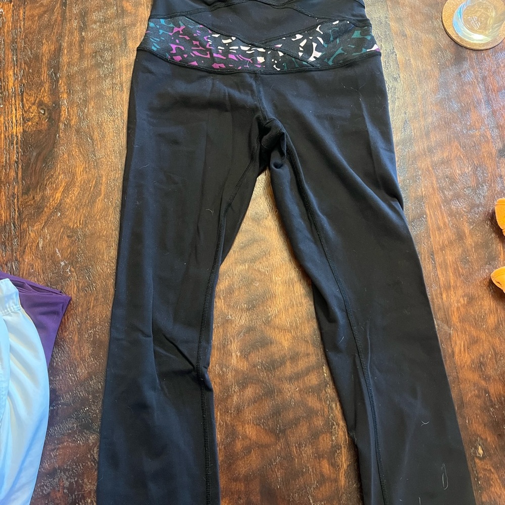 lululemon athletica Black Leggings with Colorful Waistband